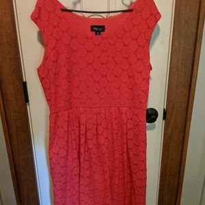 Coral Eyelet Knit Dress